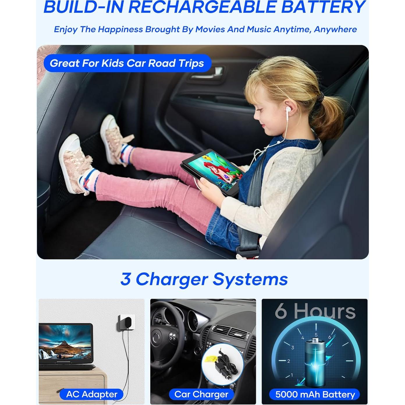 Reproductor de DVD Portátil WONNIE W-1458 15.4" HD Batería 6h