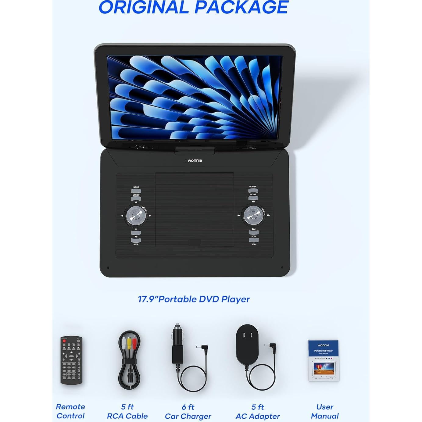 Reproductor de DVD Portátil WONNIE W-1458 15.4" HD Batería 6h