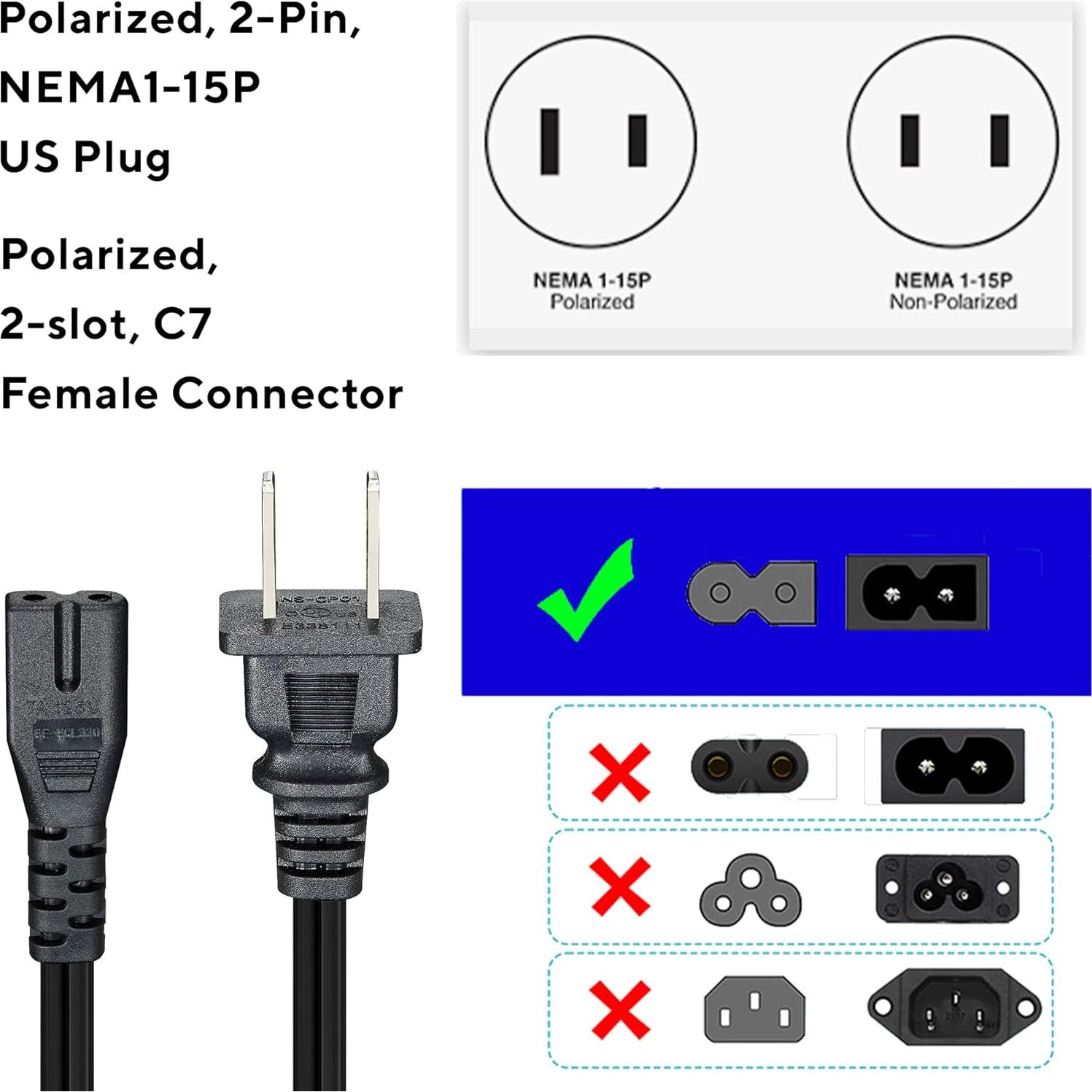 Cable de alimentación CA Guy-Tech 1.83m para Panasonic DMR