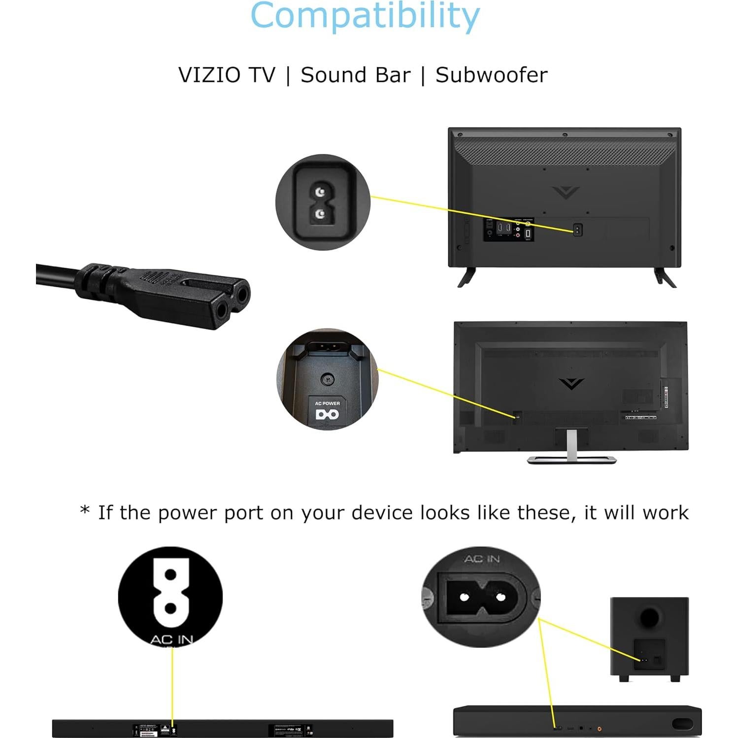Cable de alimentación CA Guy-Tech 1.83m para Panasonic DMR