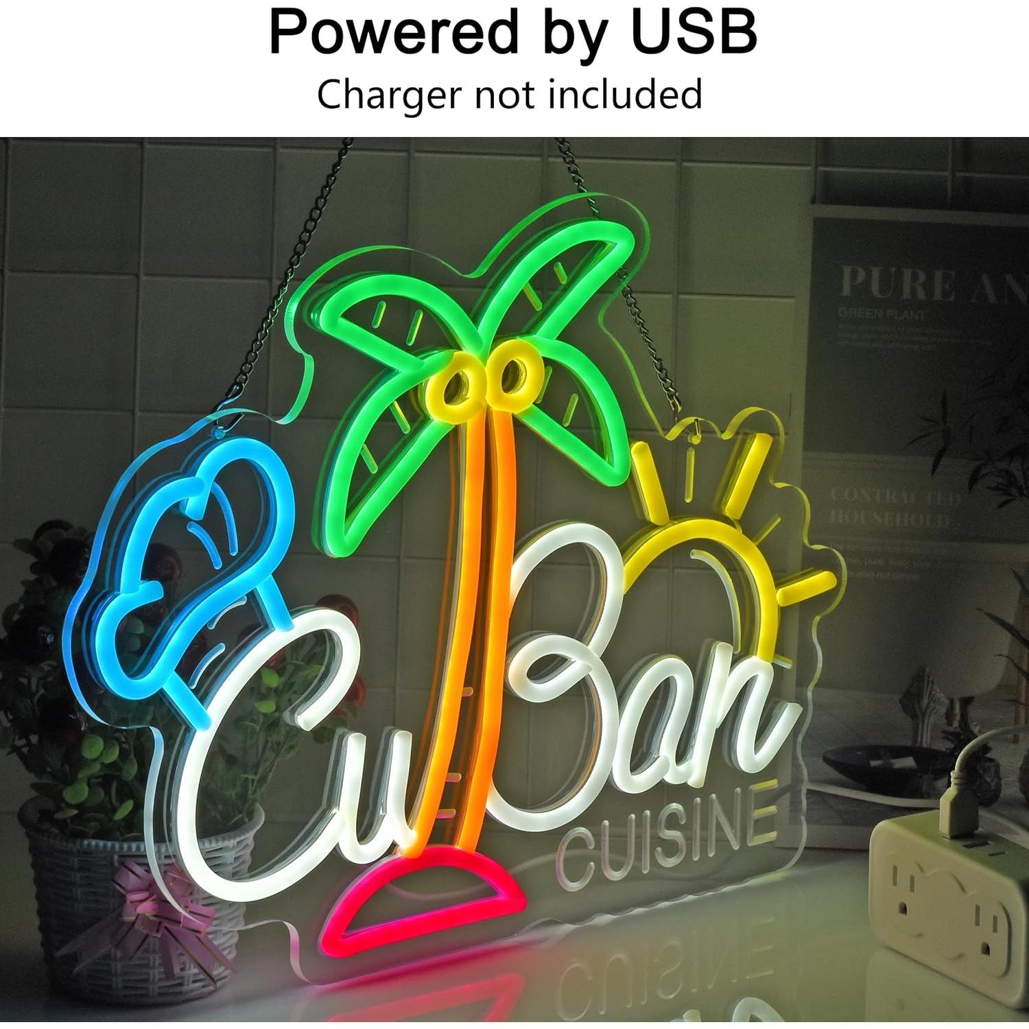 Letrero de Neón LED Cocina Cubana CNBEYOUNG 40.9x30.9 cm