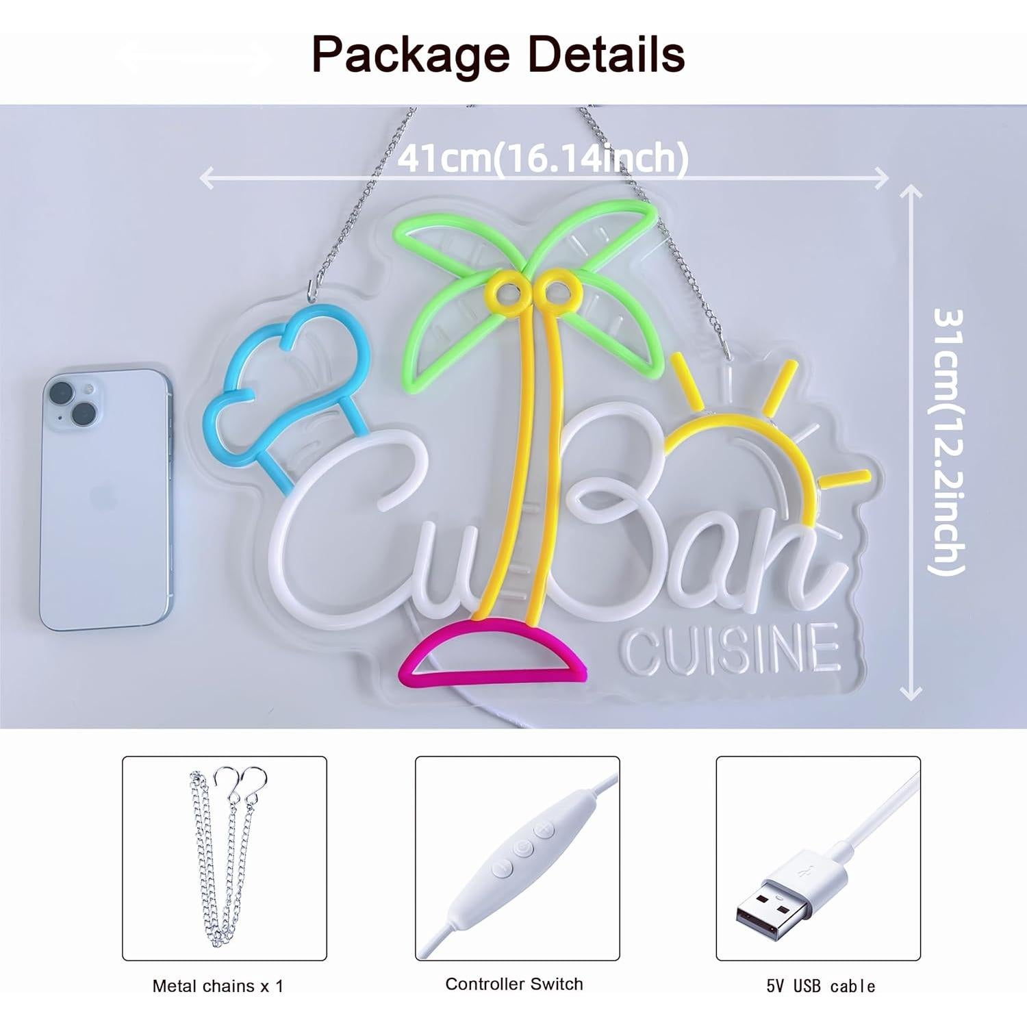 Letrero de Neón LED Cocina Cubana CNBEYOUNG 40.9x30.9 cm