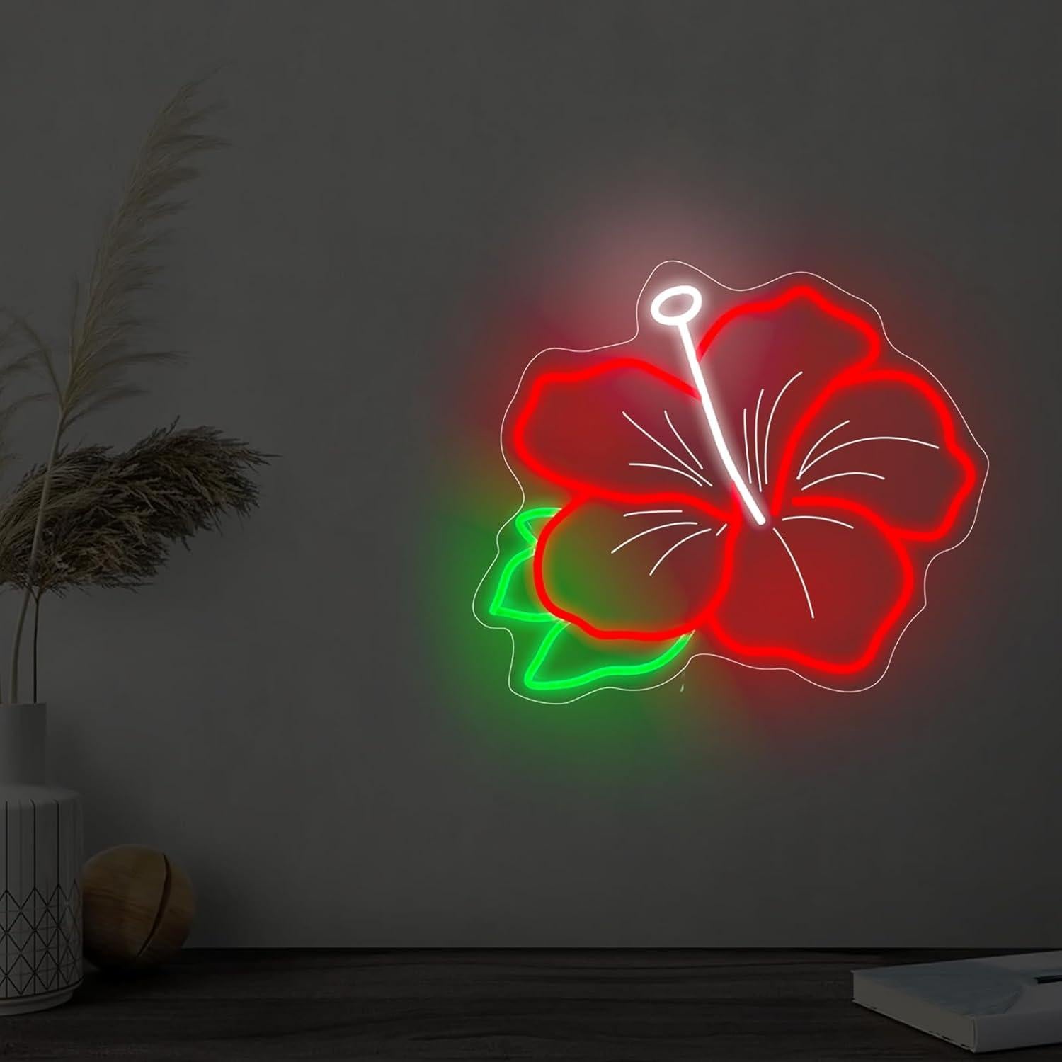 Luz de Neón Hibisco DMDMBSR 38.1x30.5cm Rojo LED