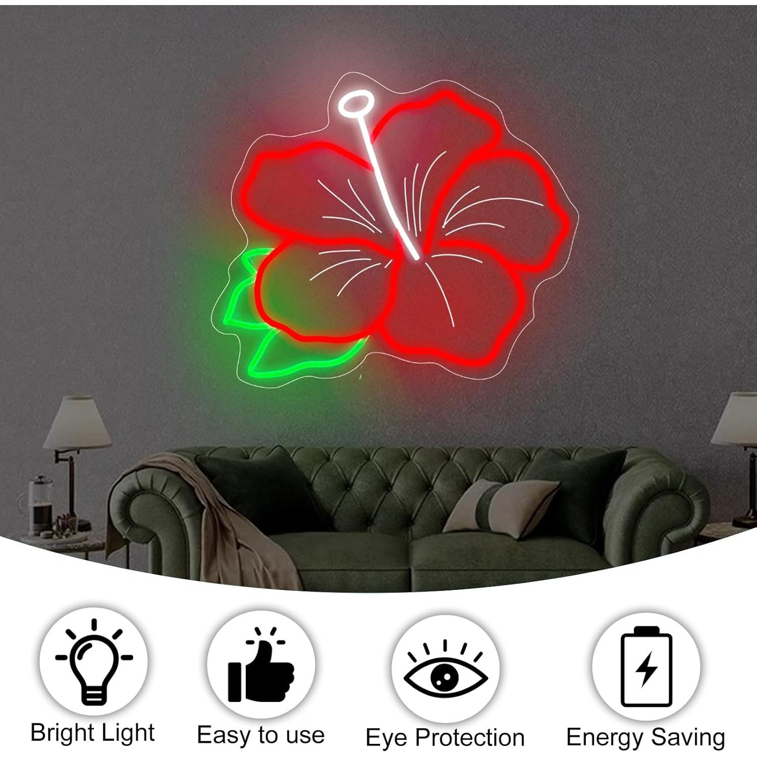 Luz de Neón Hibisco DMDMBSR 38.1x30.5cm Rojo LED