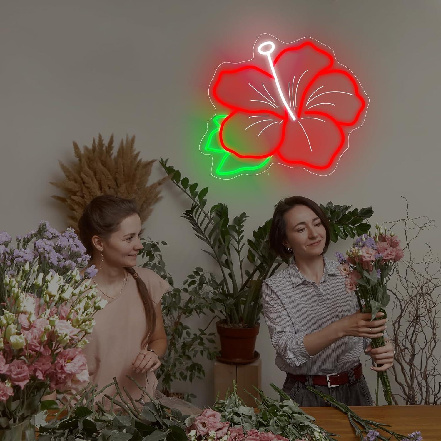 Luz de Neón Hibisco DMDMBSR 38.1x30.5cm Rojo LED