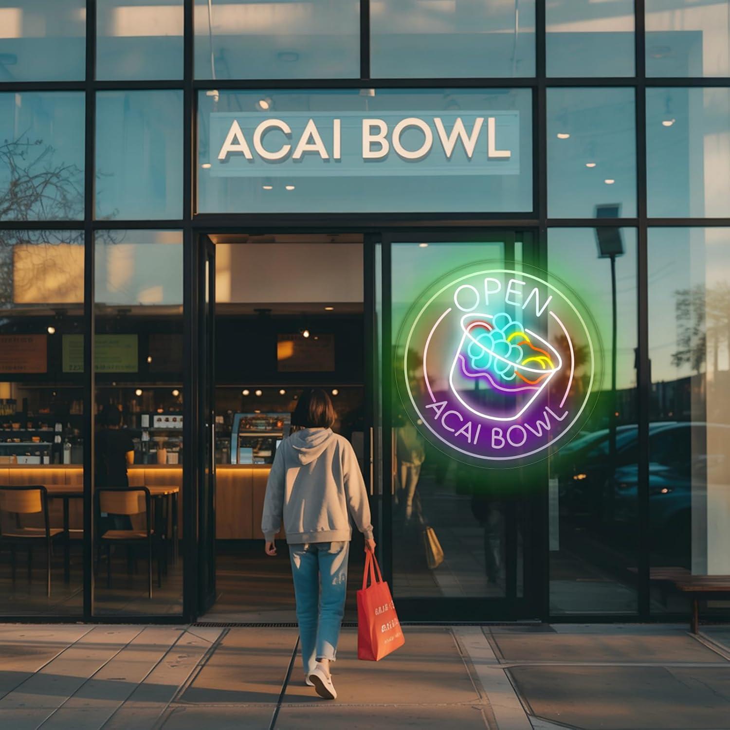 Luz de Neón LED Abierto Acai Bowl 34.8cm - Decoración Pared