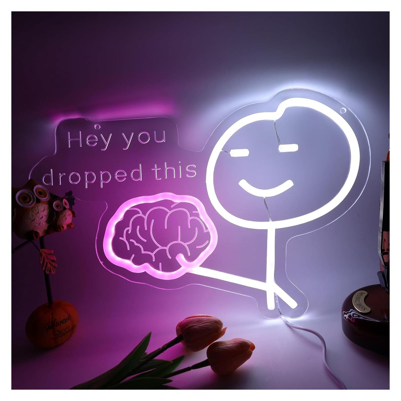 Luz de Neón LED Cerebro Rosa para Decoración de Habitaciones