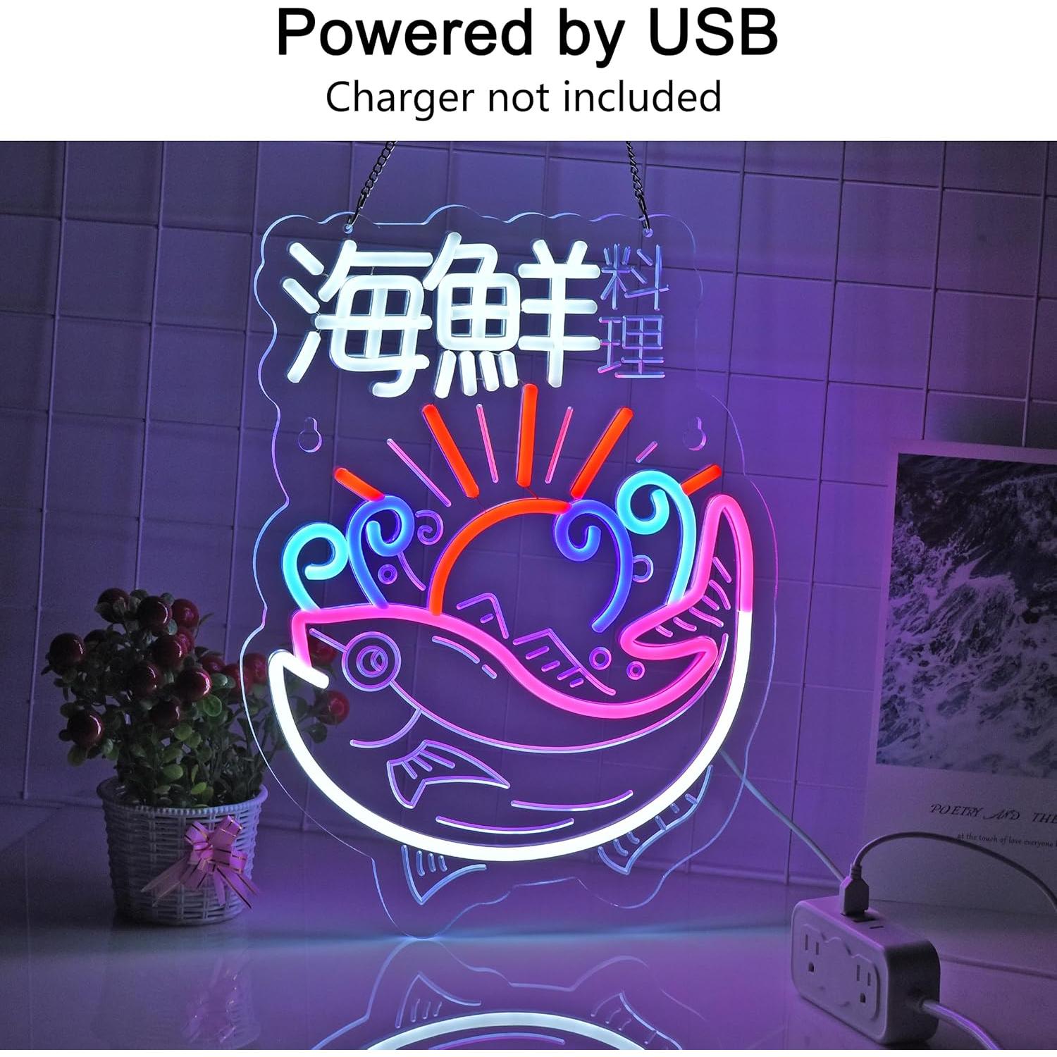Cartel de Neon Japonés CNBEYOUNG 40.96x29.97 cm USB Regulable