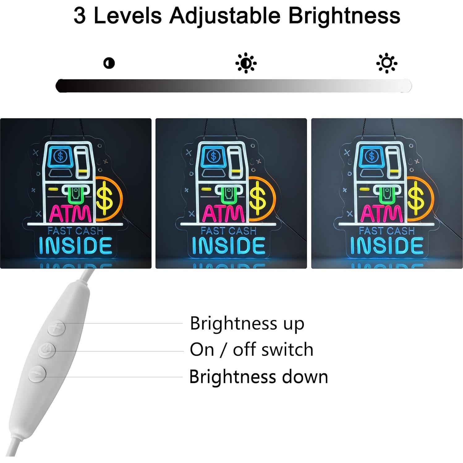 Señal de Neón ATM Inside JULHOVR 36x30 cm Regulable USB