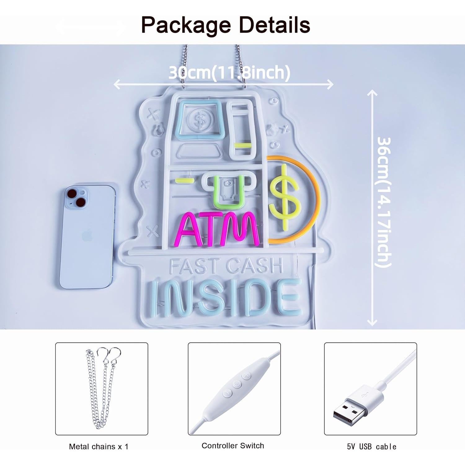 Señal de Neón ATM Inside JULHOVR 36x30 cm Regulable USB