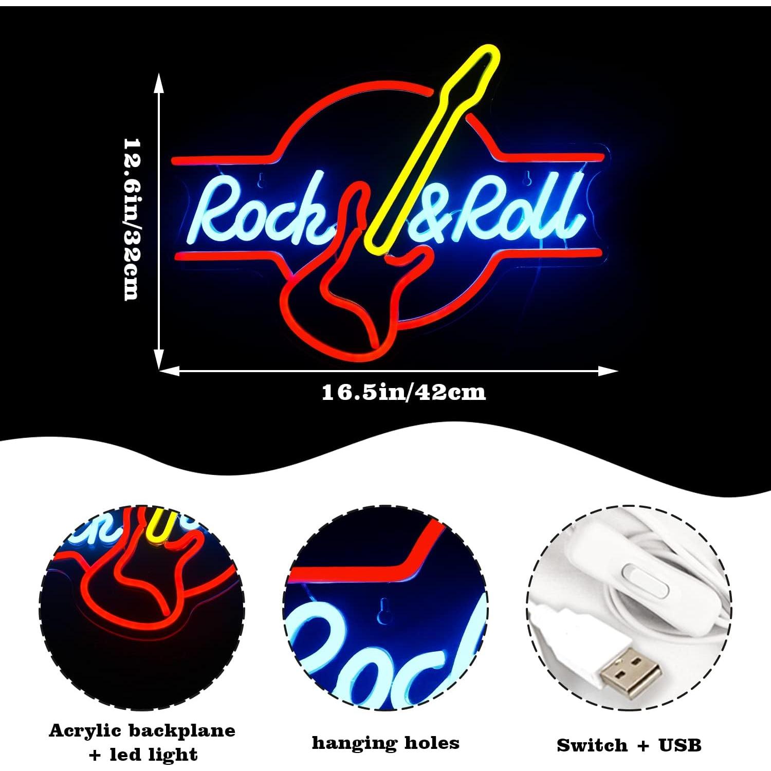 LooKLight Guitarra Neón LED 42x32 cm Decoración Musical