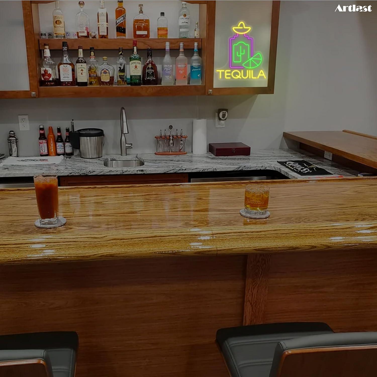 Letrero de Neón LED Tequila Artlast 35x30.7 cm para Bar