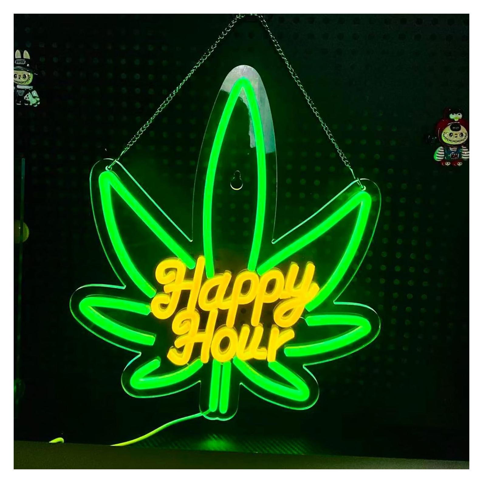 Letrero de Neón LED Hora Feliz HALASABAR USB 43x33cm