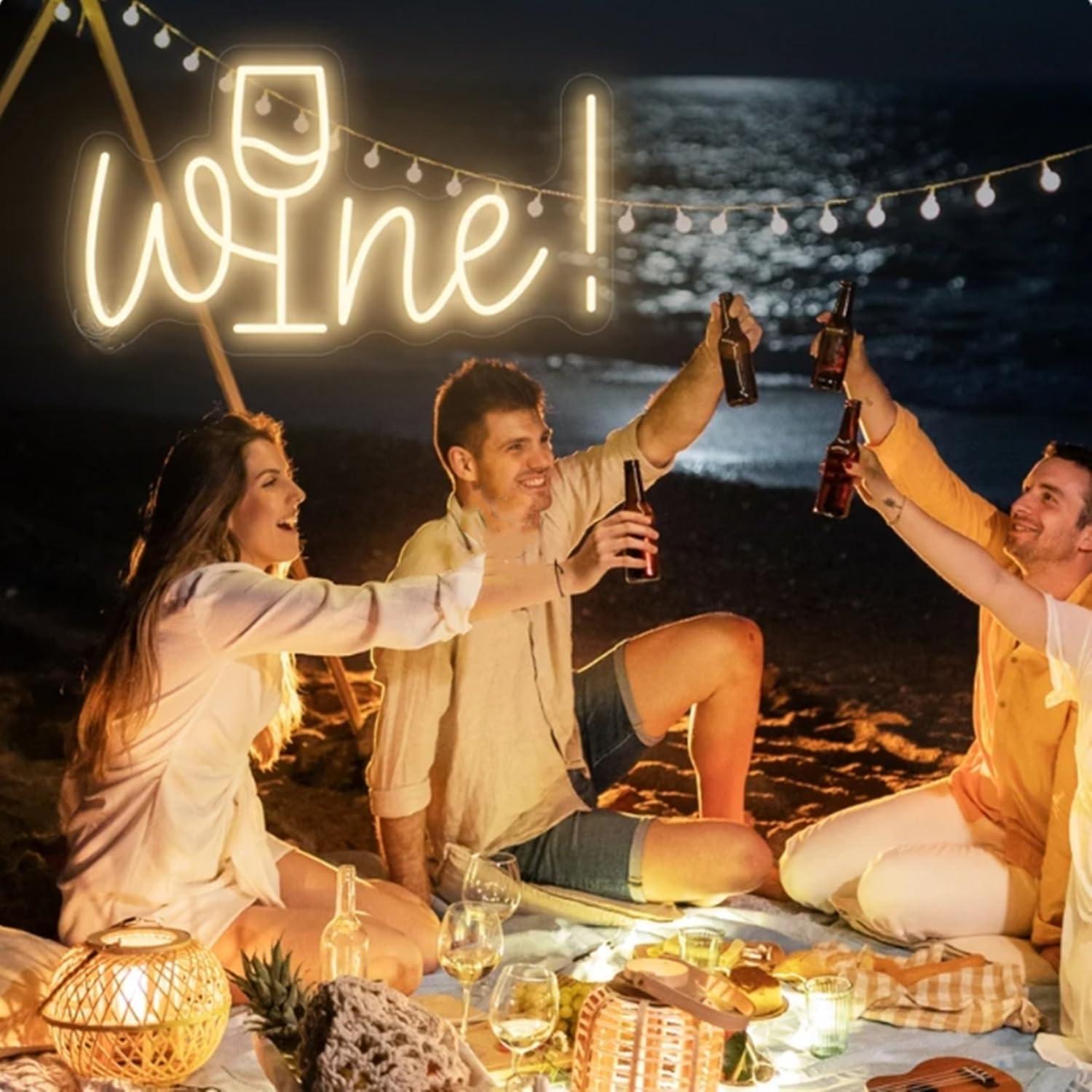 Letrero de Neón LED Copa de Vino HFHungkeong 40x20cm USB