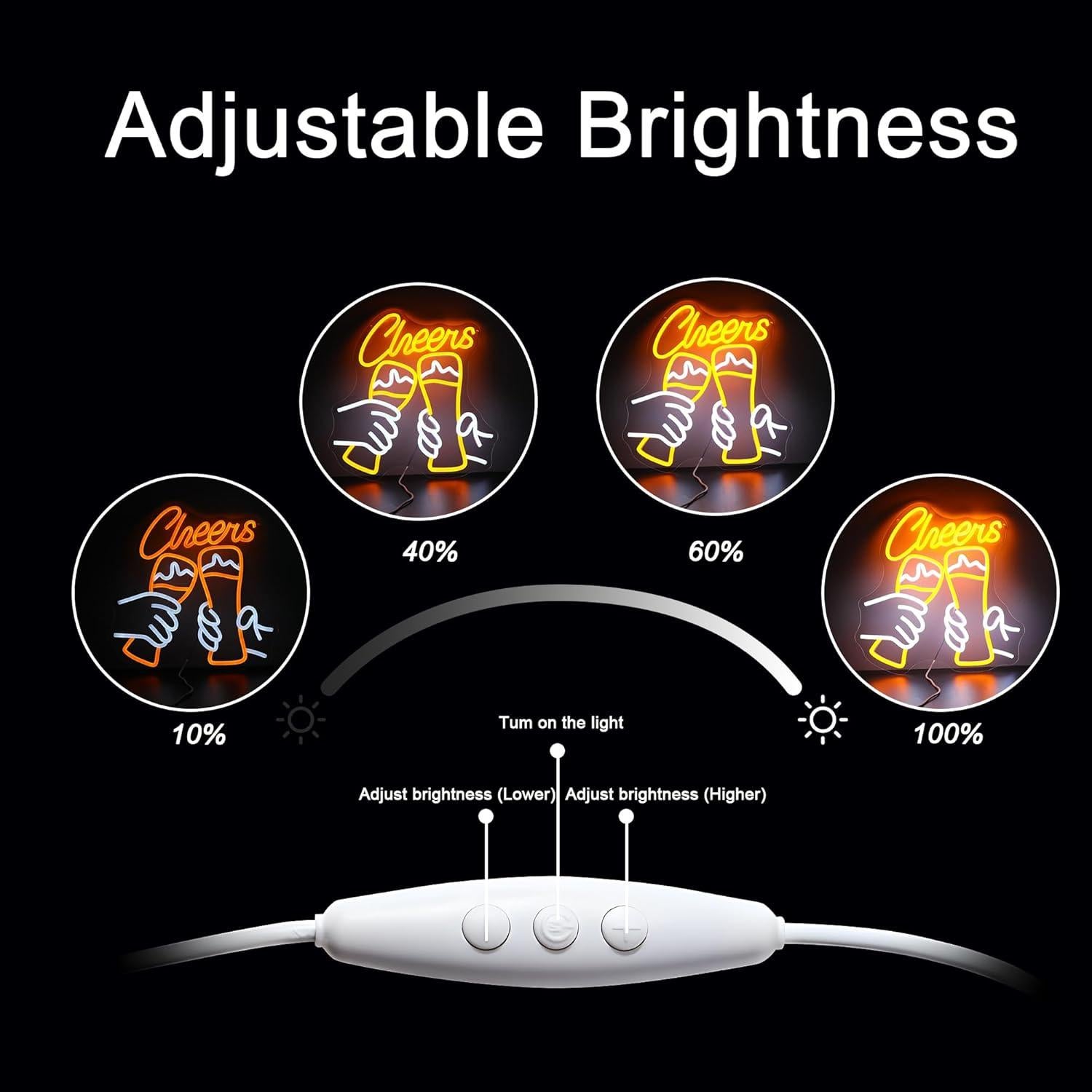 Luz de Neón WIOSOUL Cheers LED 35x33cm para Bar y Fiesta