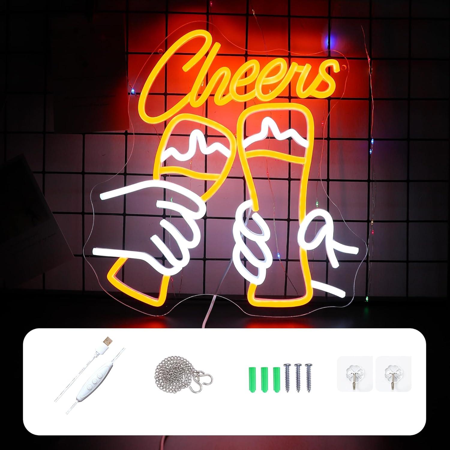 Luz de Neón WIOSOUL Cheers LED 35x33cm para Bar y Fiesta