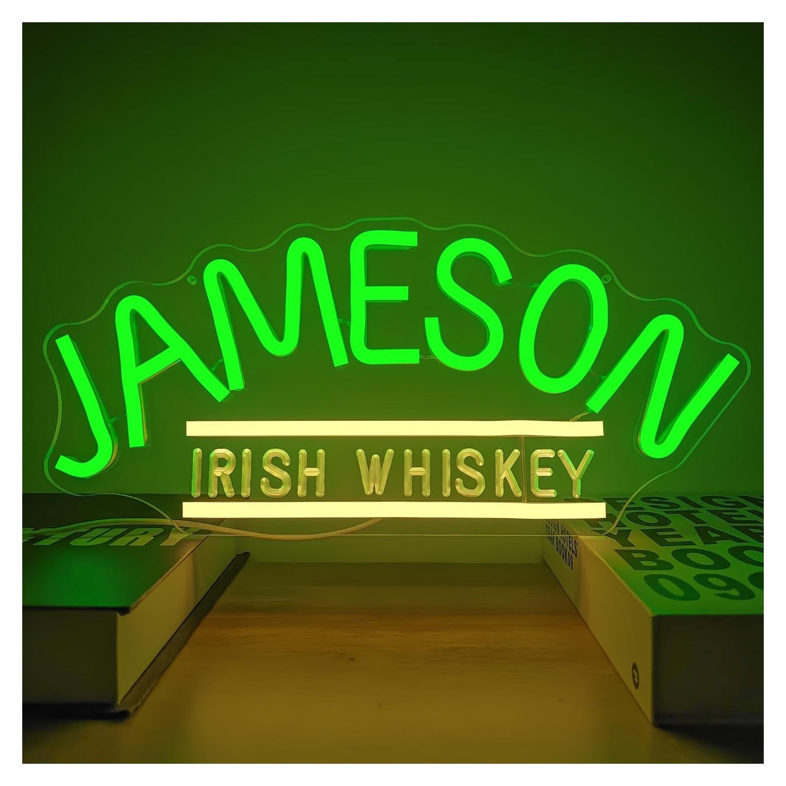 Letrero de Neón LED Jameson Irish Whiskey 30x10 cm para Bar