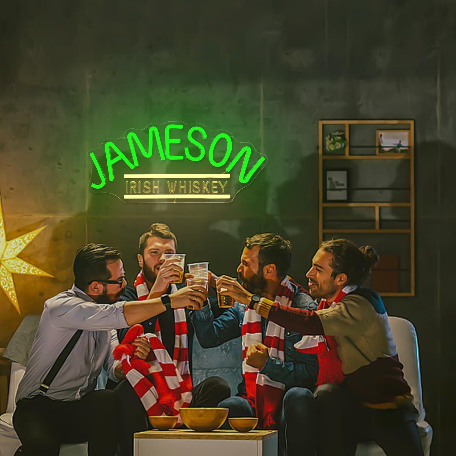 Letrero de Neón LED Jameson Irish Whiskey 30x10 cm para Bar