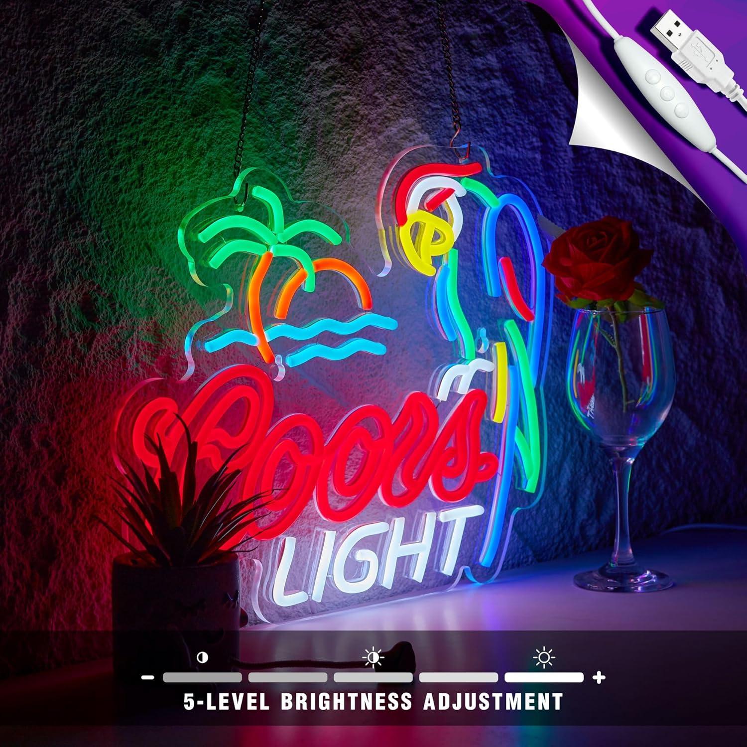 Luz de Neón de Cerveza GuarzFun Loro Azul 42x32cm USB