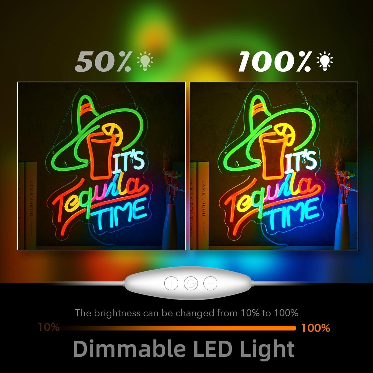 Letrero de Neón LED 'Es Hora de Tequila' Jimeva 40.4x31.2 cm