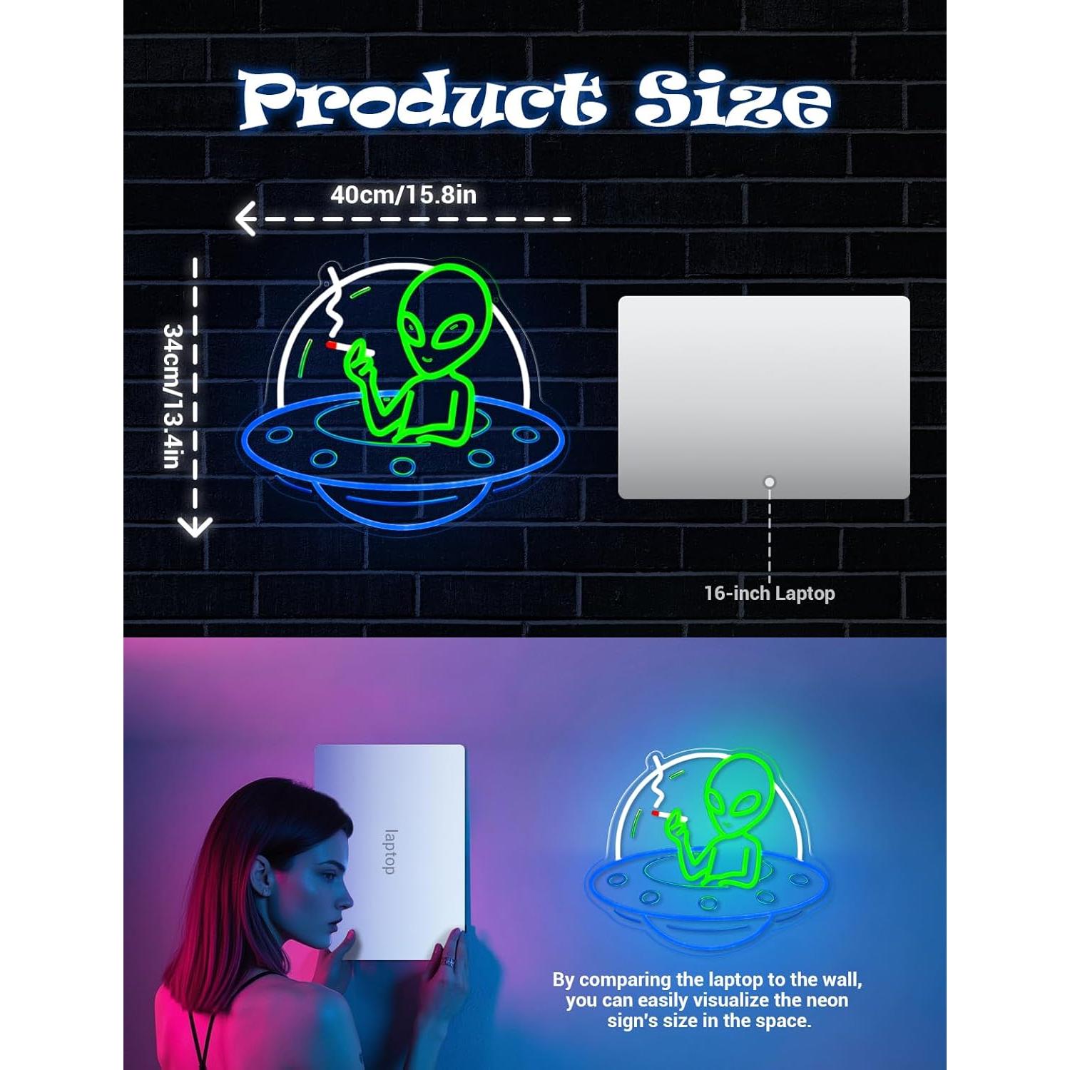 Cartel de Neón Alienígena ADKALIV LED Dimmable 35x30.5cm