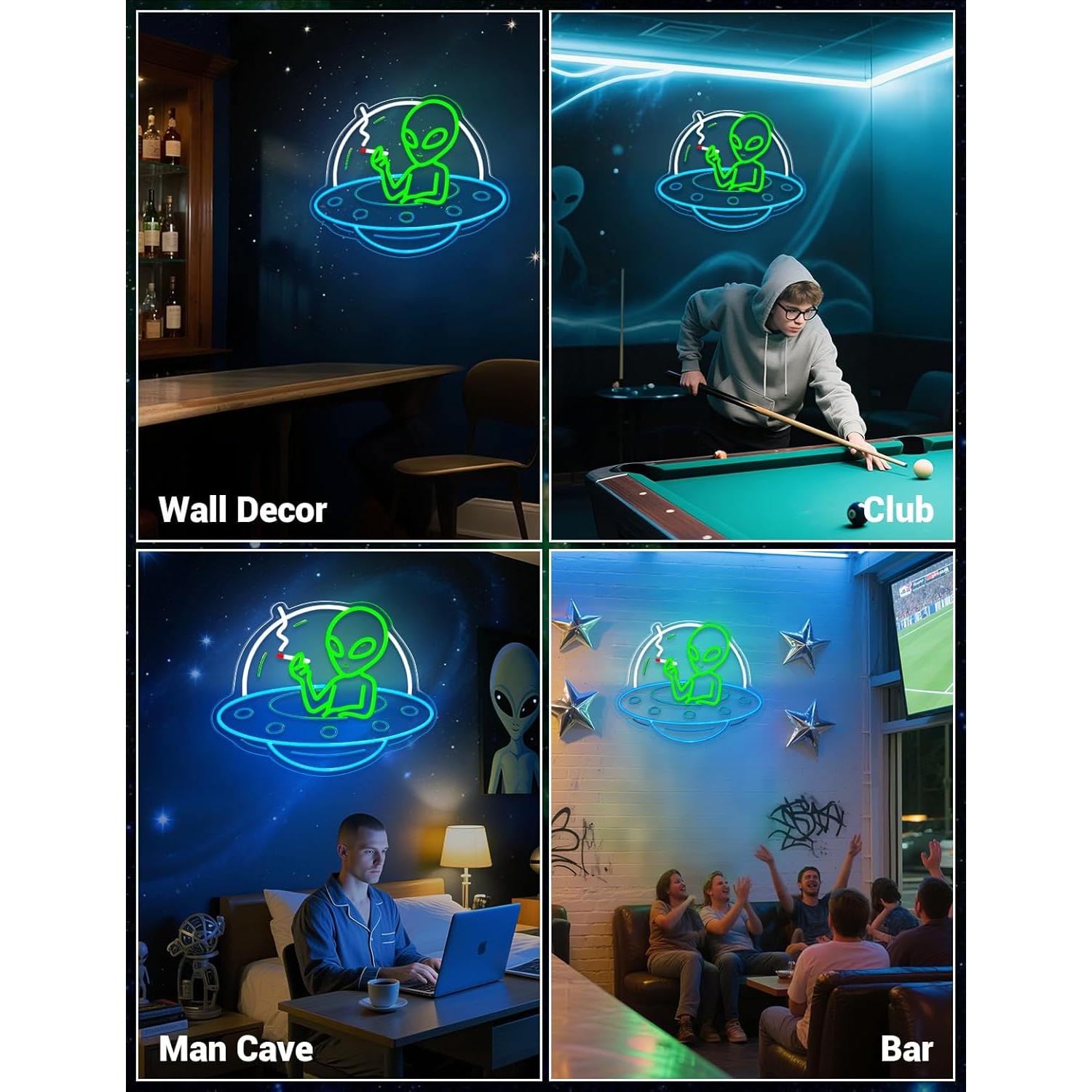 Cartel de Neón Alienígena ADKALIV LED Dimmable 35x30.5cm