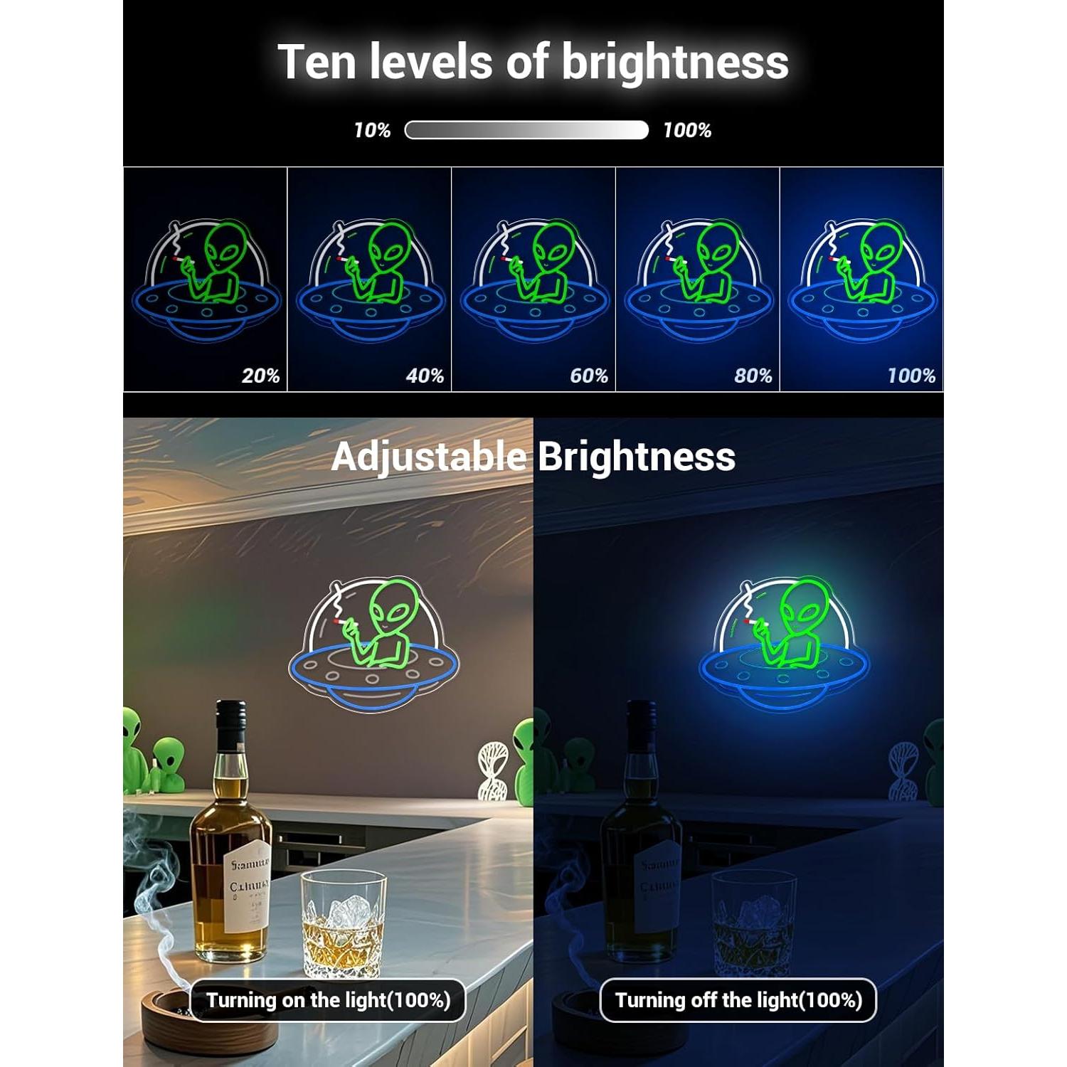 Cartel de Neón Alienígena ADKALIV LED Dimmable 35x30.5cm