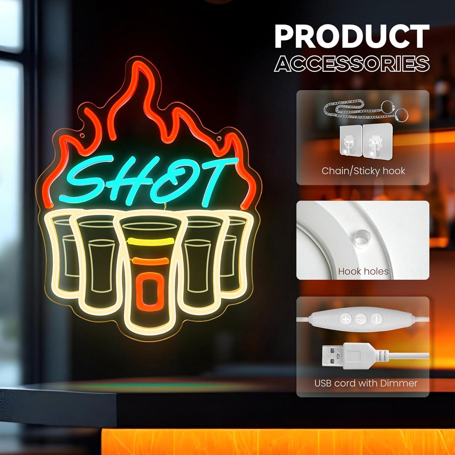 Letrero de Neón Shot HY LED Regulable 37.1x29.5cm