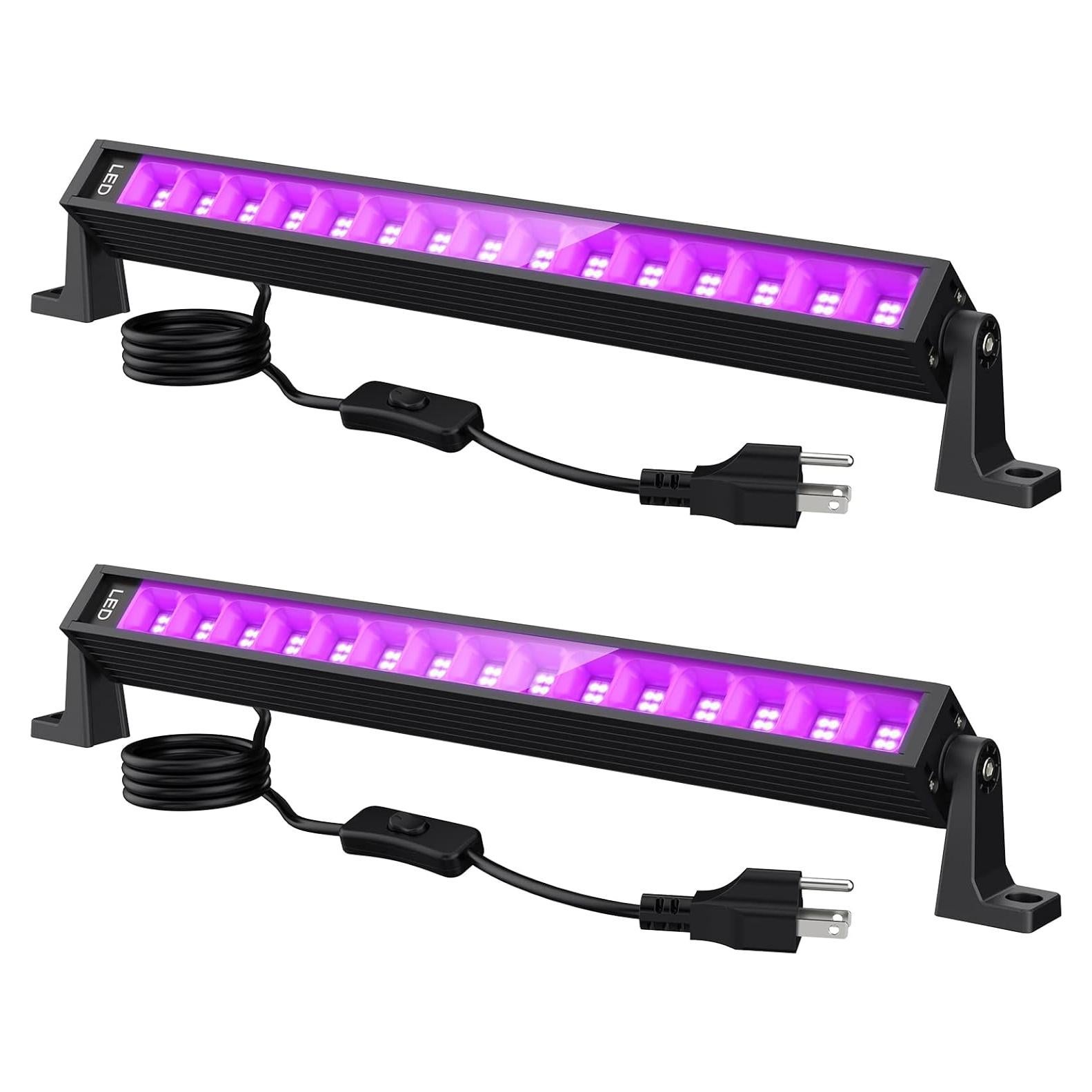 Barra de luz negra LED Lamvip 38W - Paquete de 2, 34.5x7.3x3.4cm