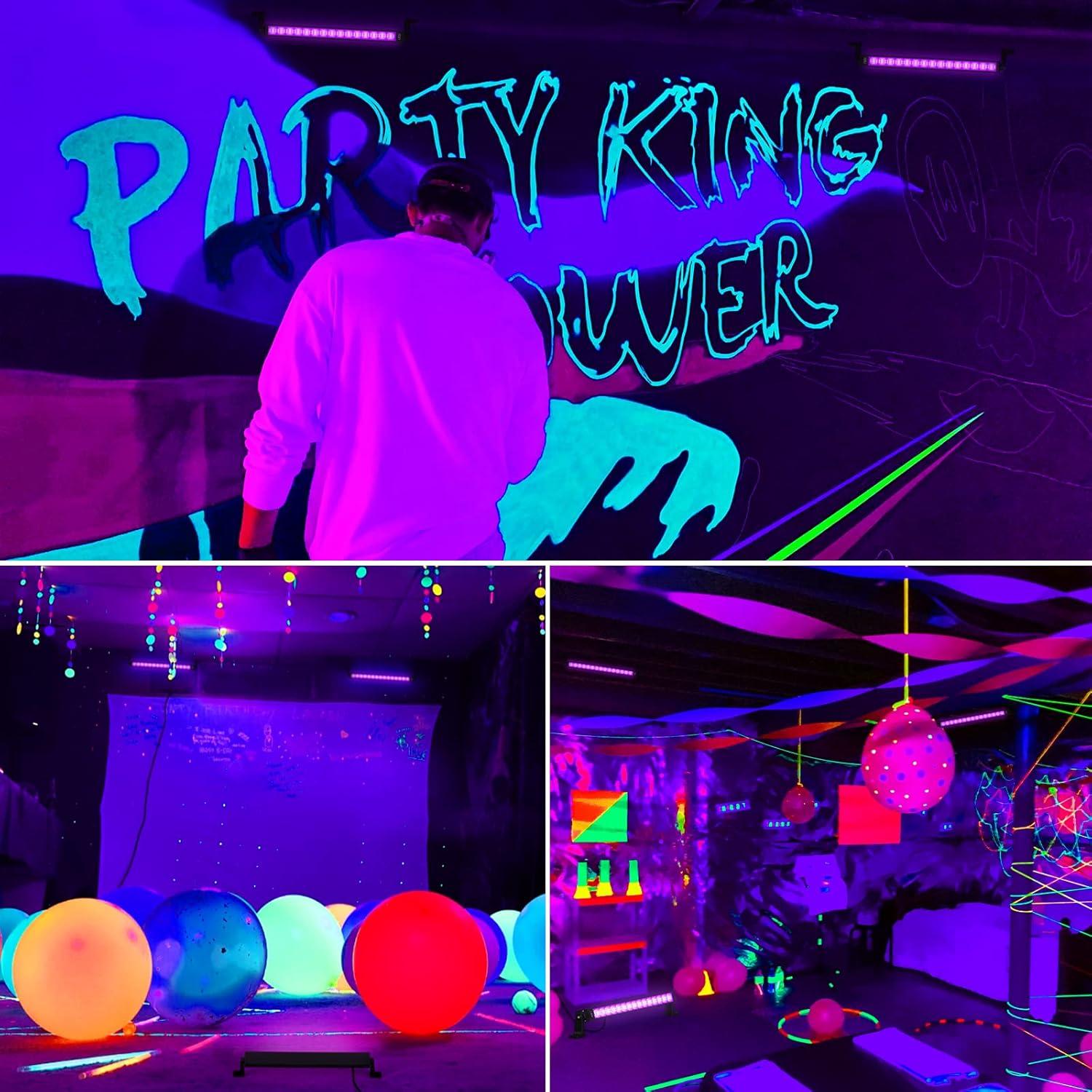 Barra de luz negra LED Lamvip 38W - Paquete de 2, 34.5x7.3x3.4cm