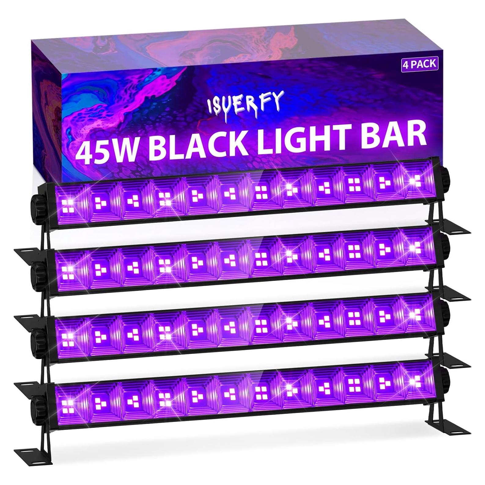 Paquete de 4 Luces Negras LED ISUERFY 45W para Fiestas
