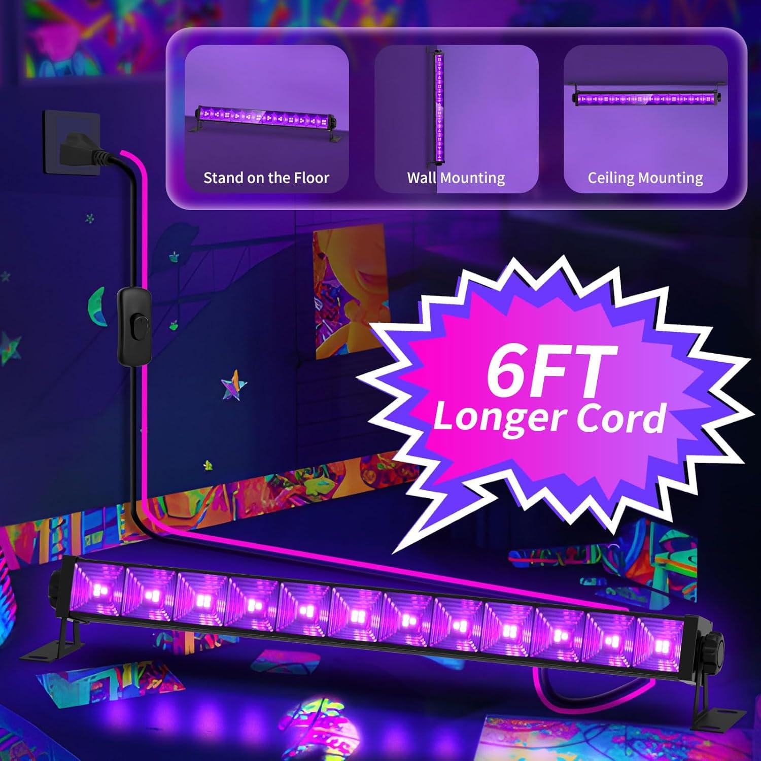 Paquete de 4 Luces Negras LED ISUERFY 45W para Fiestas