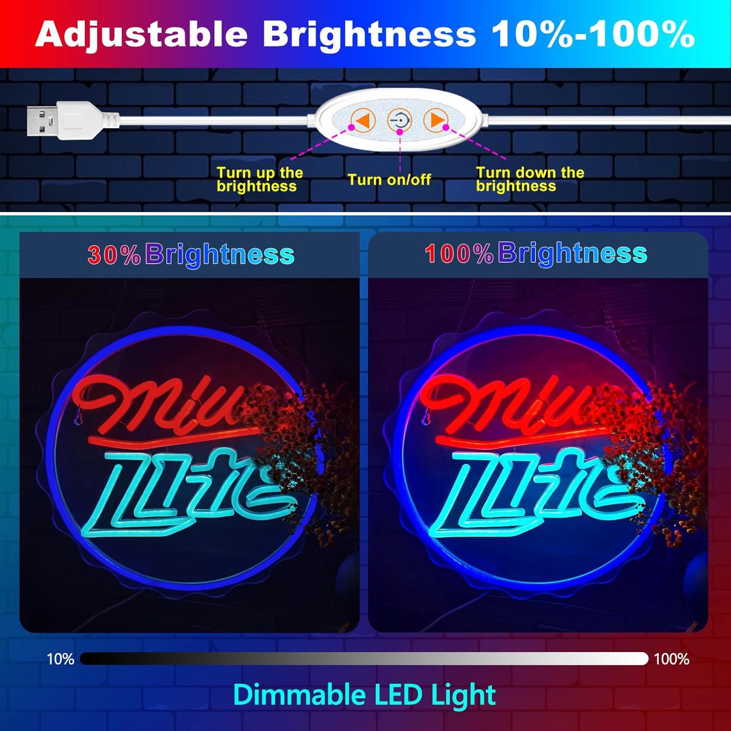 Cartel de Neón de Cerveza EZMYMA LED Ajustable 32.4x32.3cm