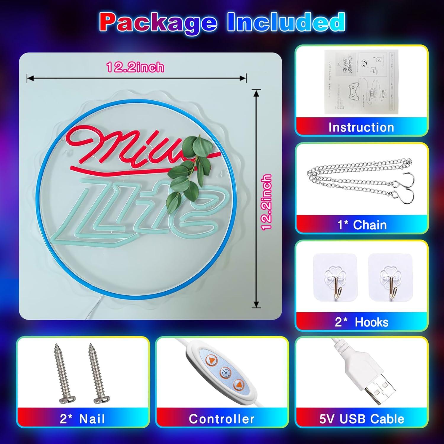 Cartel de Neón de Cerveza EZMYMA LED Ajustable 32.4x32.3cm