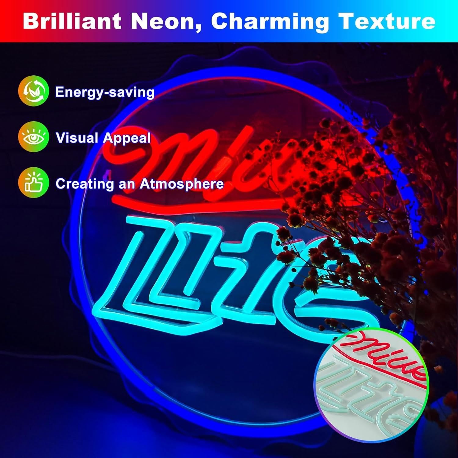 Cartel de Neón de Cerveza EZMYMA LED Ajustable 32.4x32.3cm