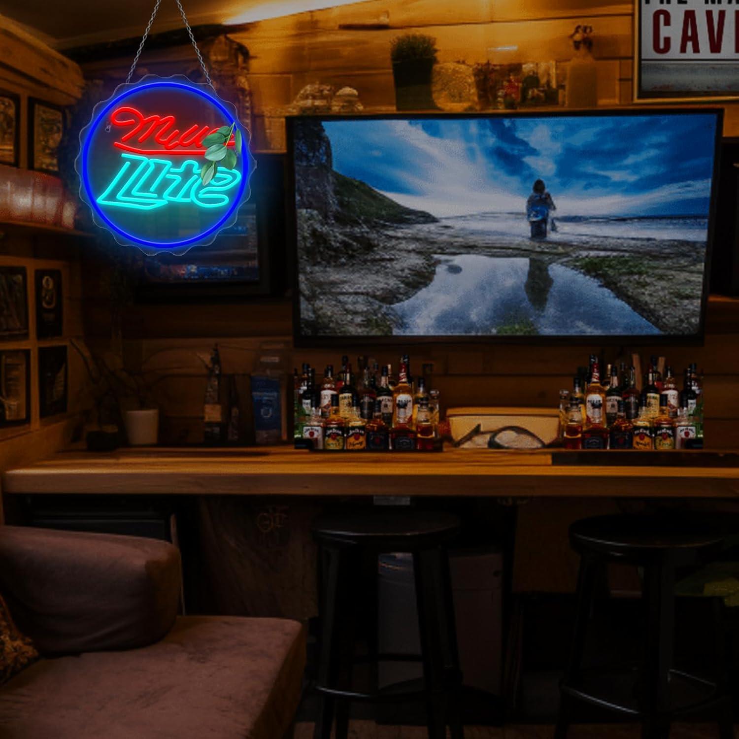 Cartel de Neón de Cerveza EZMYMA LED Ajustable 32.4x32.3cm