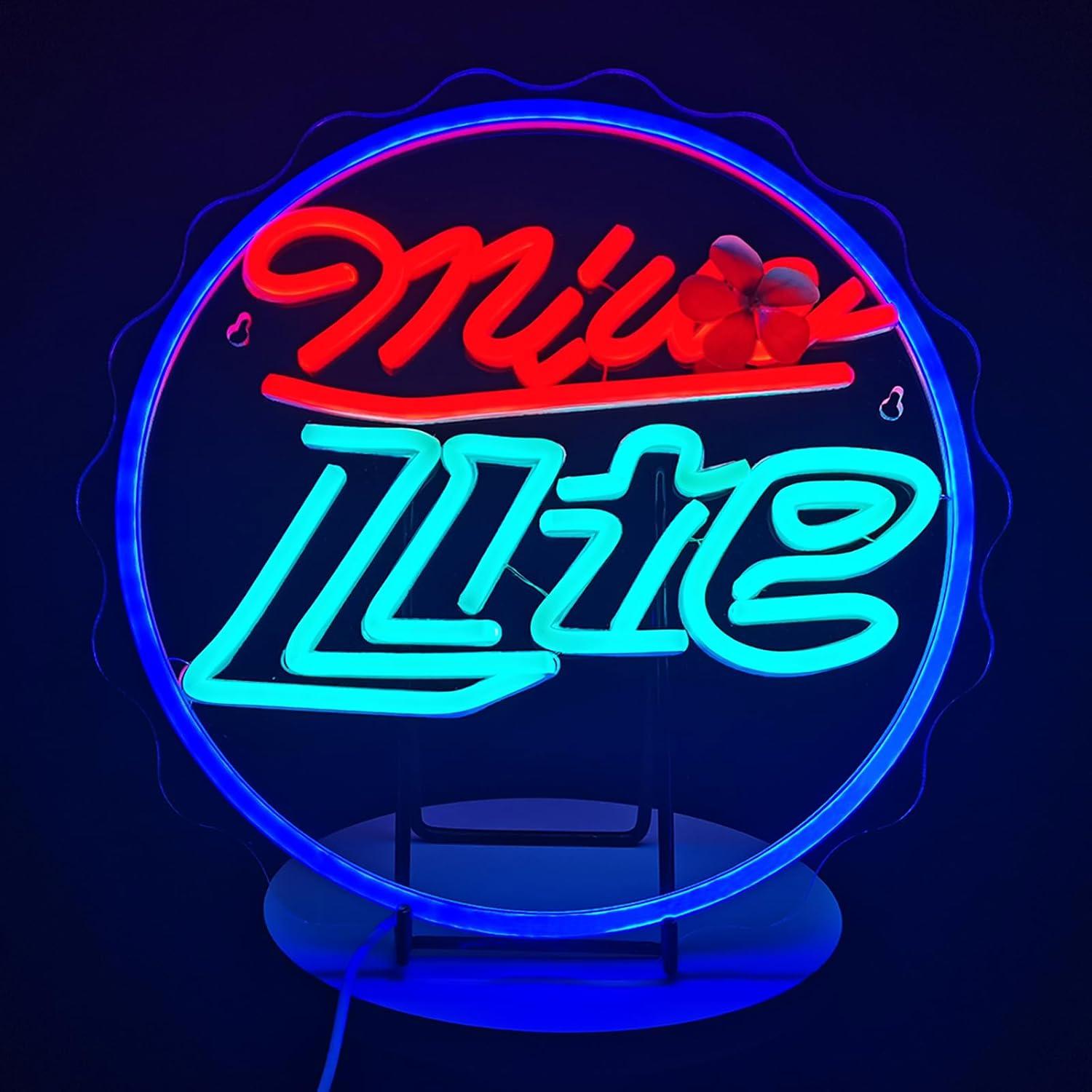 Cartel de Neón de Cerveza EZMYMA LED Ajustable 32.4x32.3cm