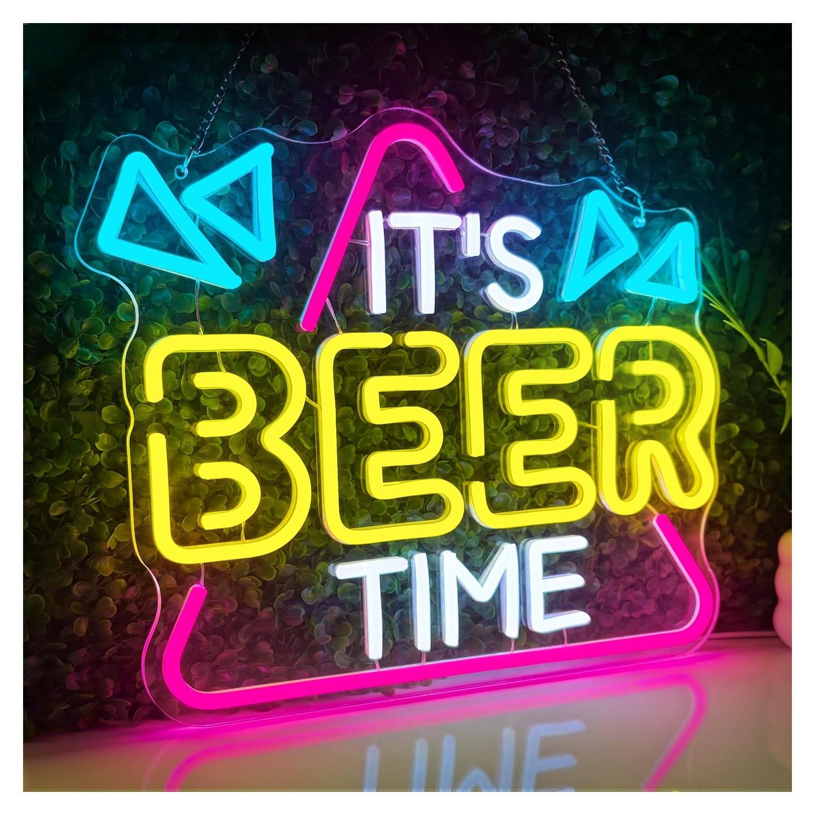 Letrero de Neón Regulable Zoaept 'Es Hora de Cerveza' 41x34 cm