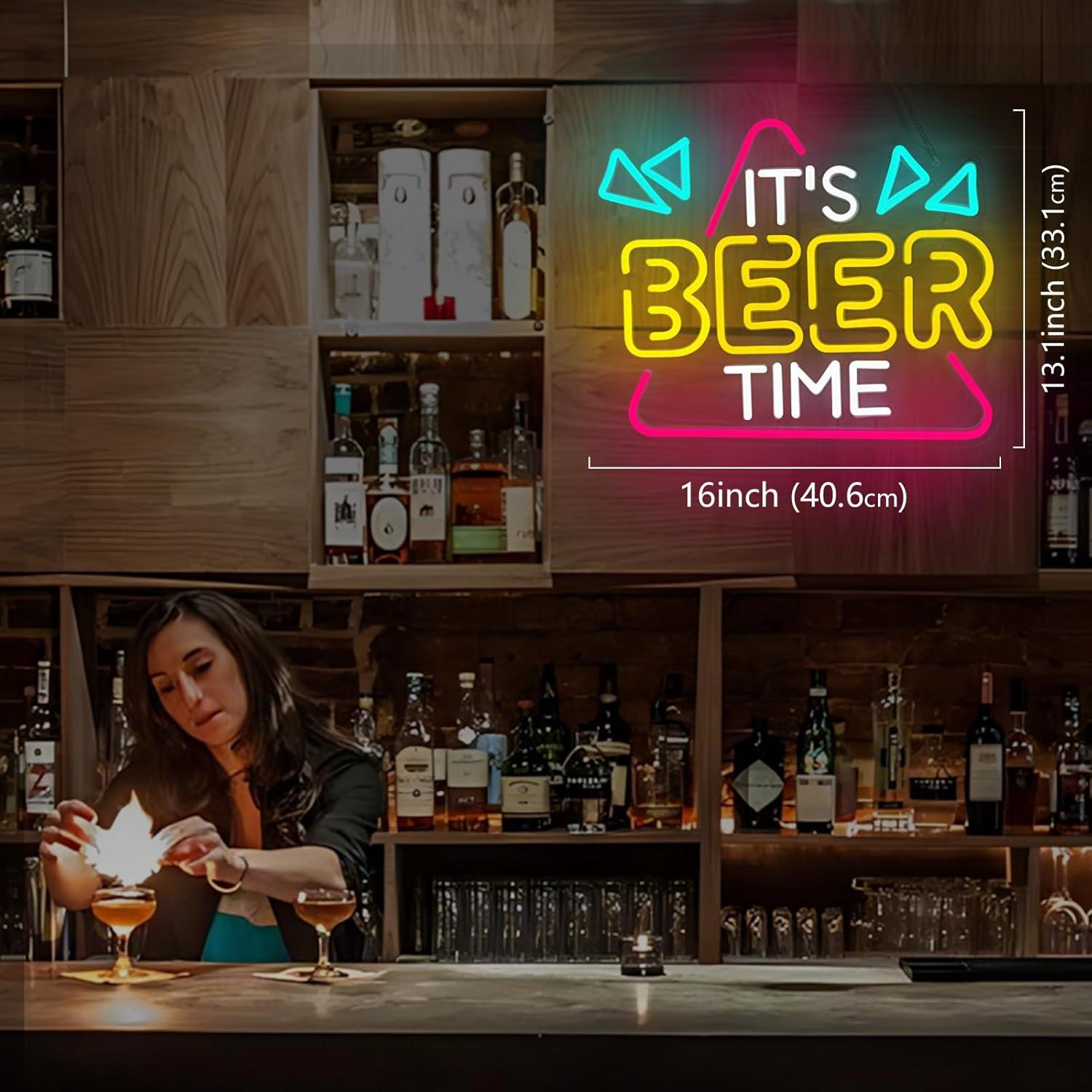 Letrero de Neón Regulable Zoaept 'Es Hora de Cerveza' 41x34 cm