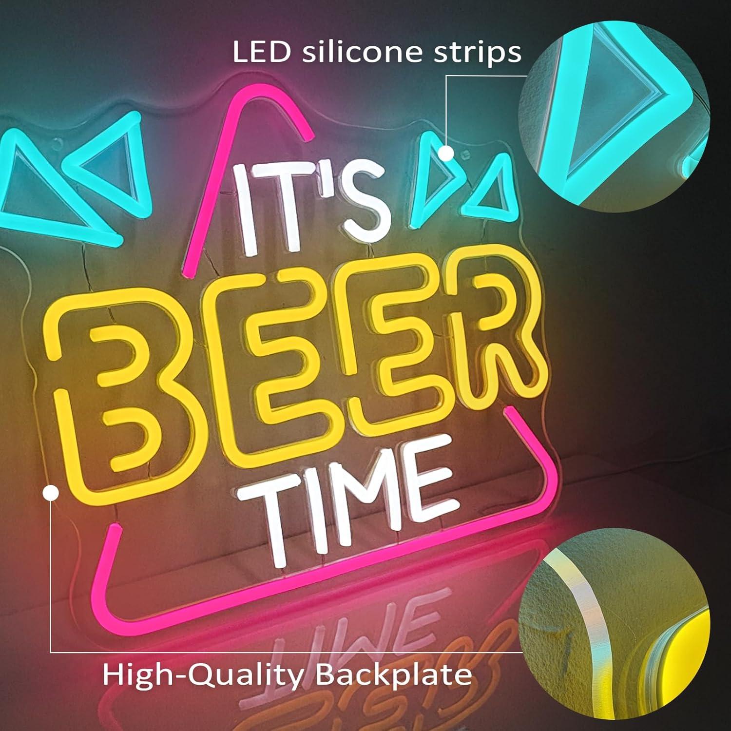 Letrero de Neón Regulable Zoaept 'Es Hora de Cerveza' 41x34 cm