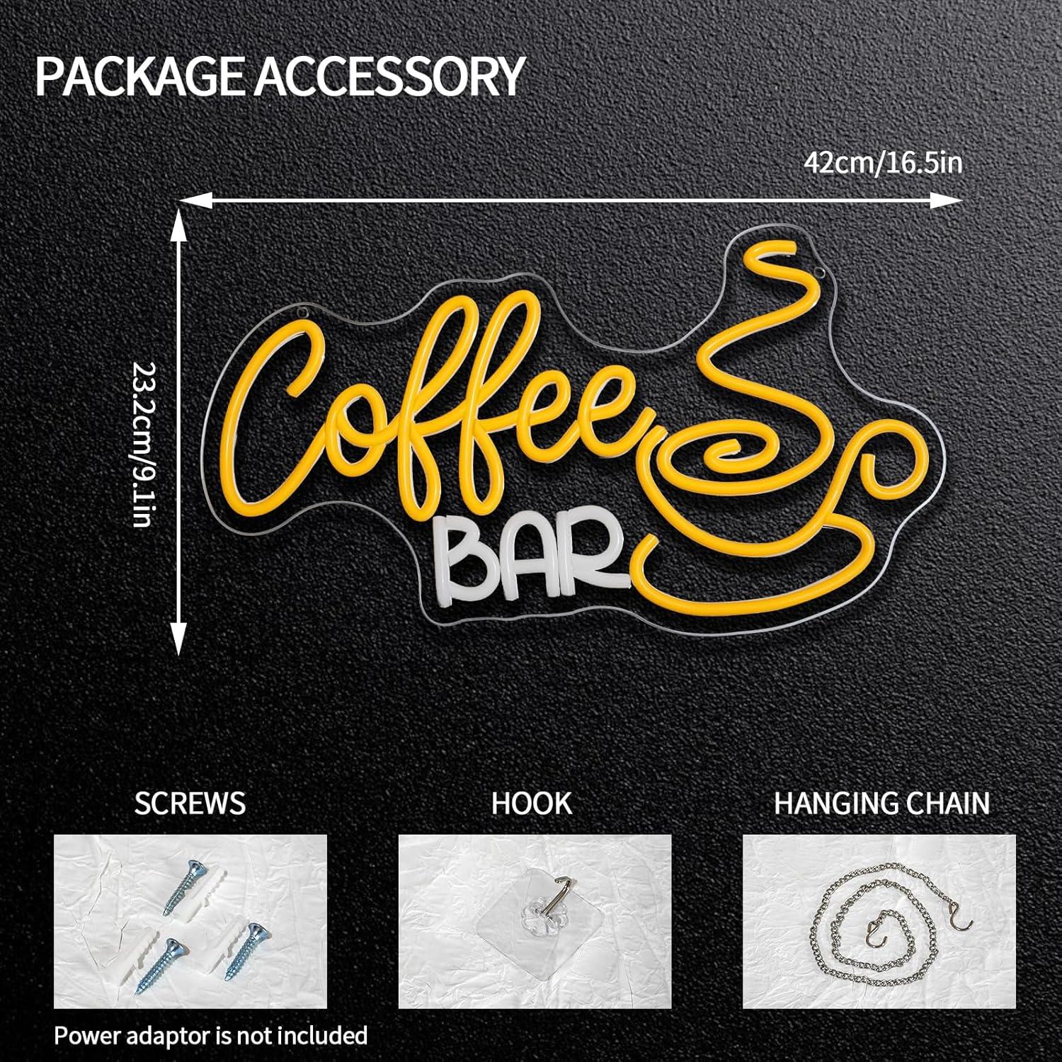 Letrero de Neón LED Bar de Café Regulable 41.9x23.1cm