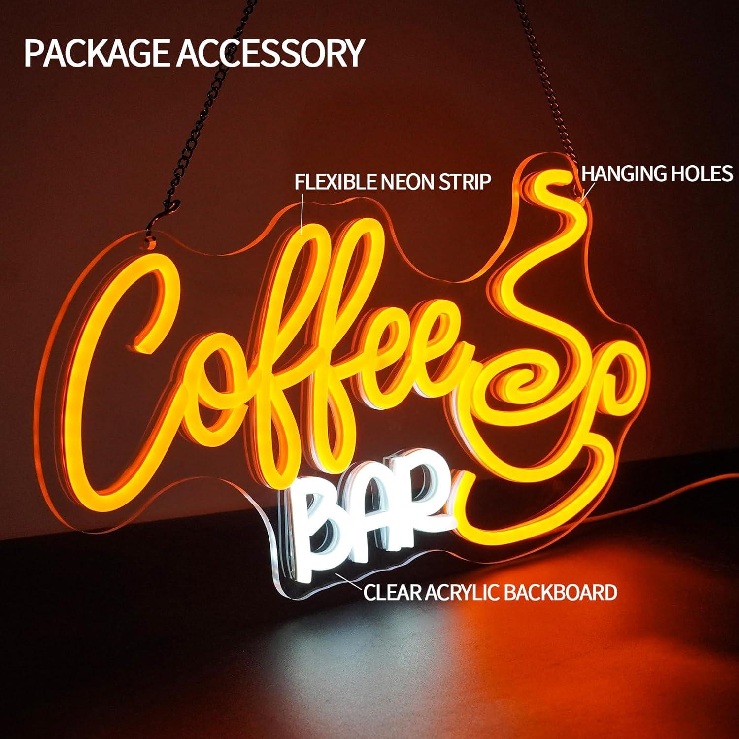 Letrero de Neón LED Bar de Café Regulable 41.9x23.1cm