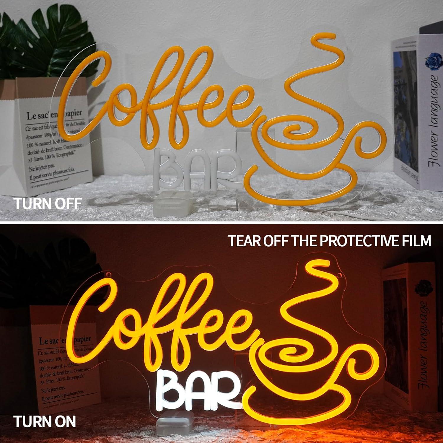 Letrero de Neón LED Bar de Café Regulable 41.9x23.1cm