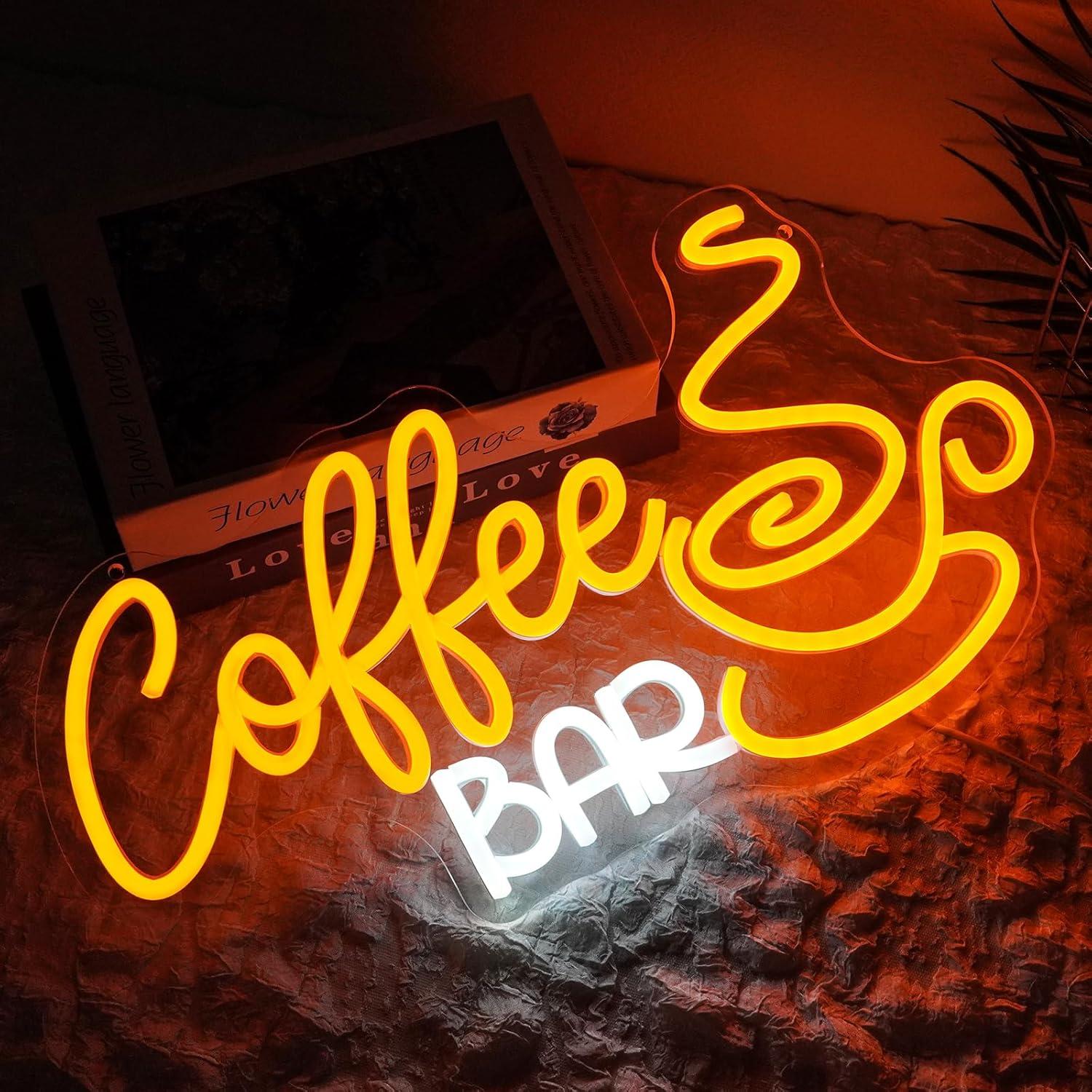 Letrero de Neón LED Bar de Café Regulable 41.9x23.1cm