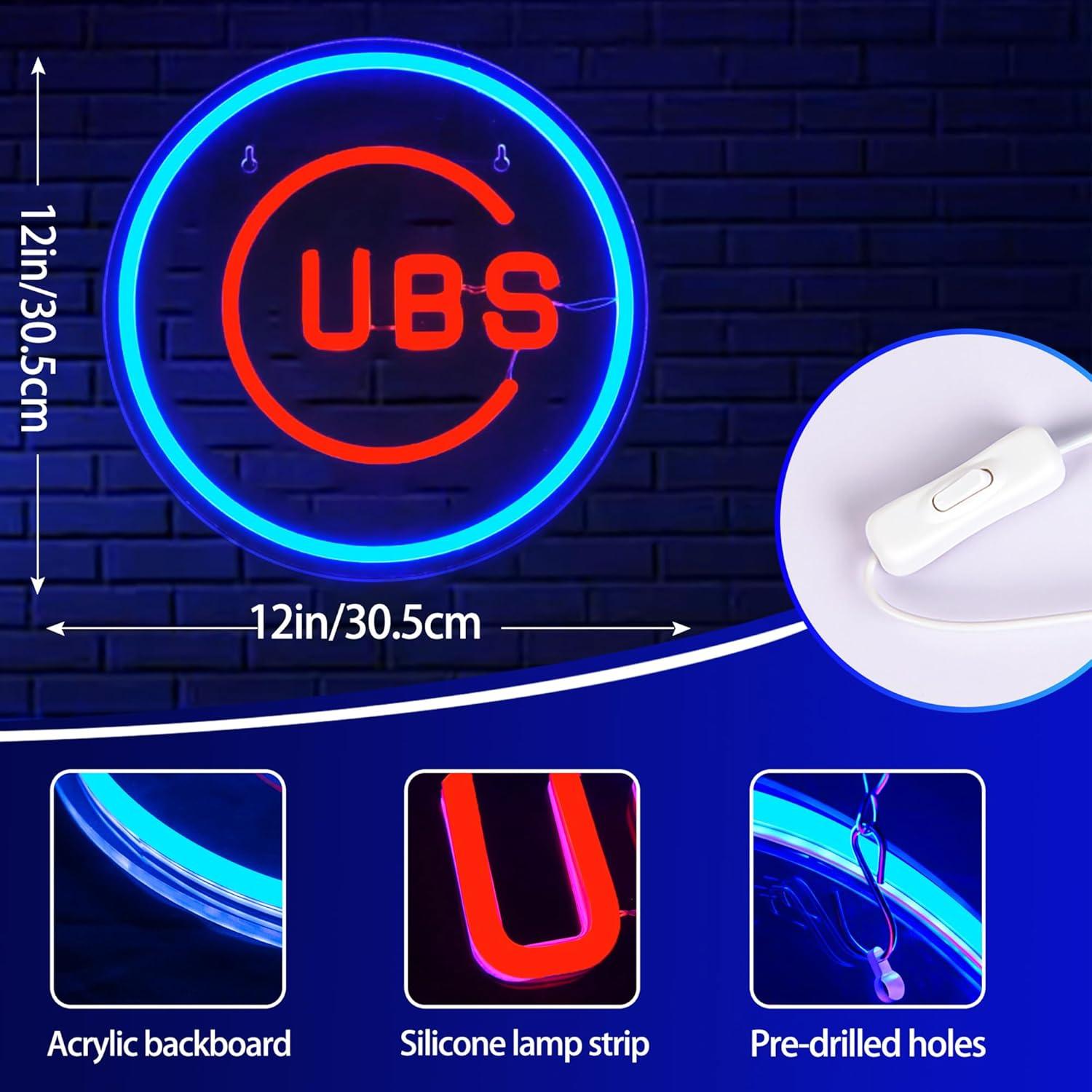 Luz de Neón LED Brineon de Béisbol 30.48x30.48 cm Azul Rojo