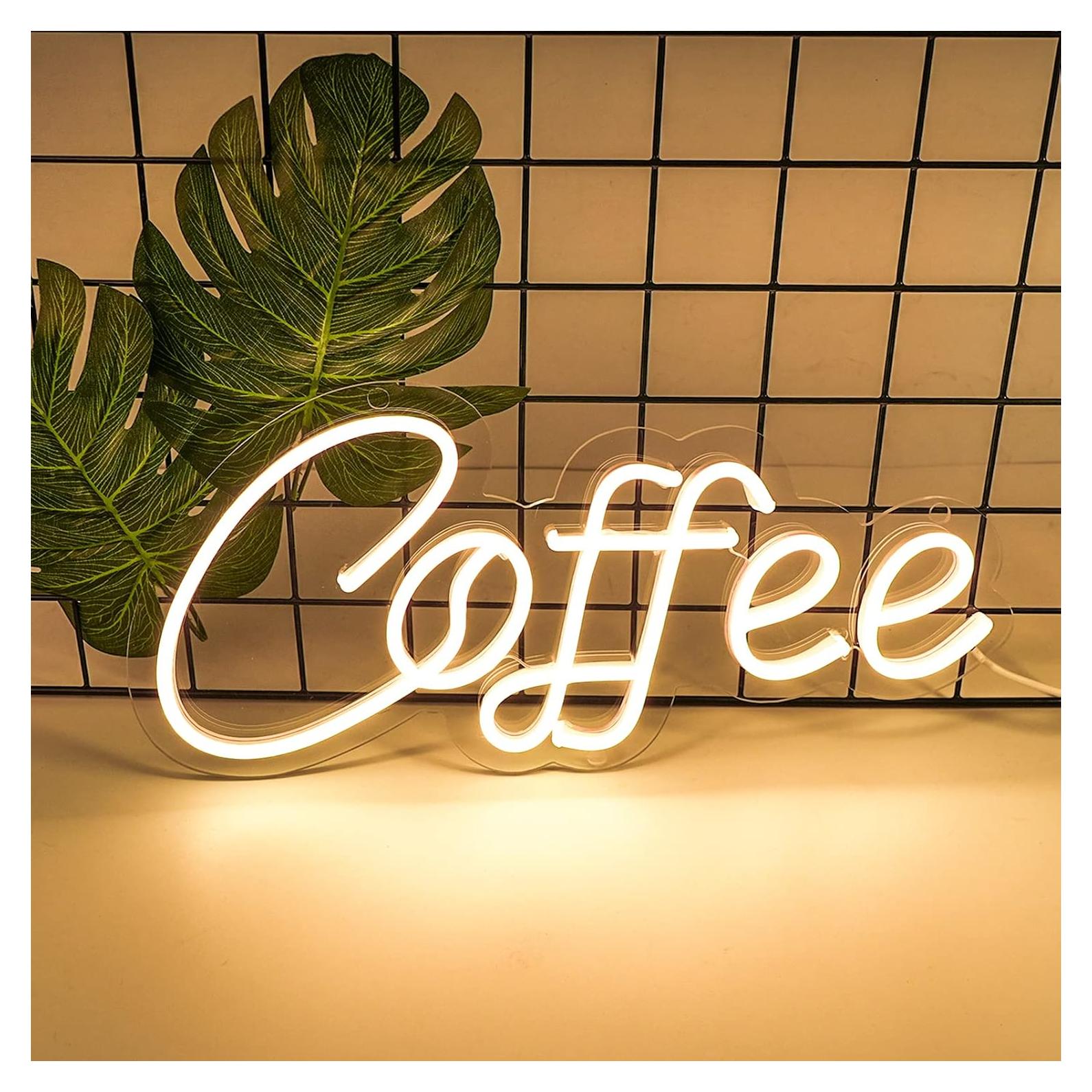 Letrero de Neón LED KANAYA Café Blanco Cálido 38.1x17.3cm