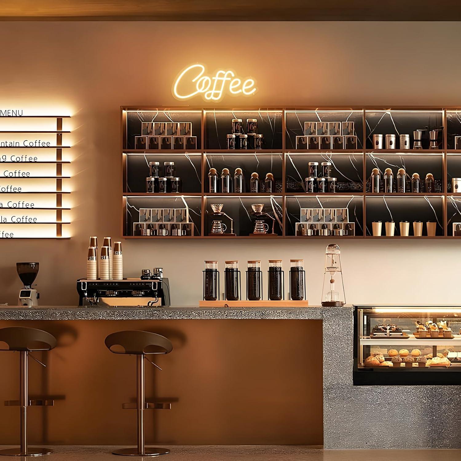 Letrero de Neón LED KANAYA Café Blanco Cálido 38.1x17.3cm