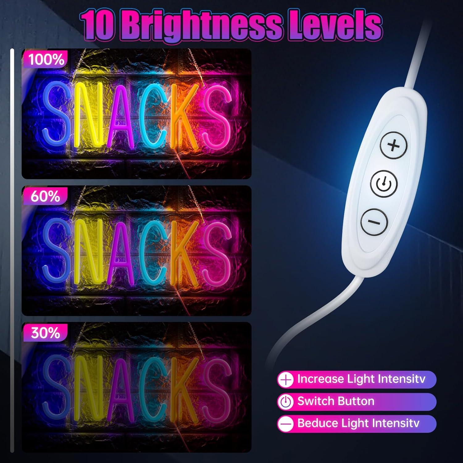 Señal de Neón Snacks NeusWonder 35.56x12.7 cm USB Dimmable