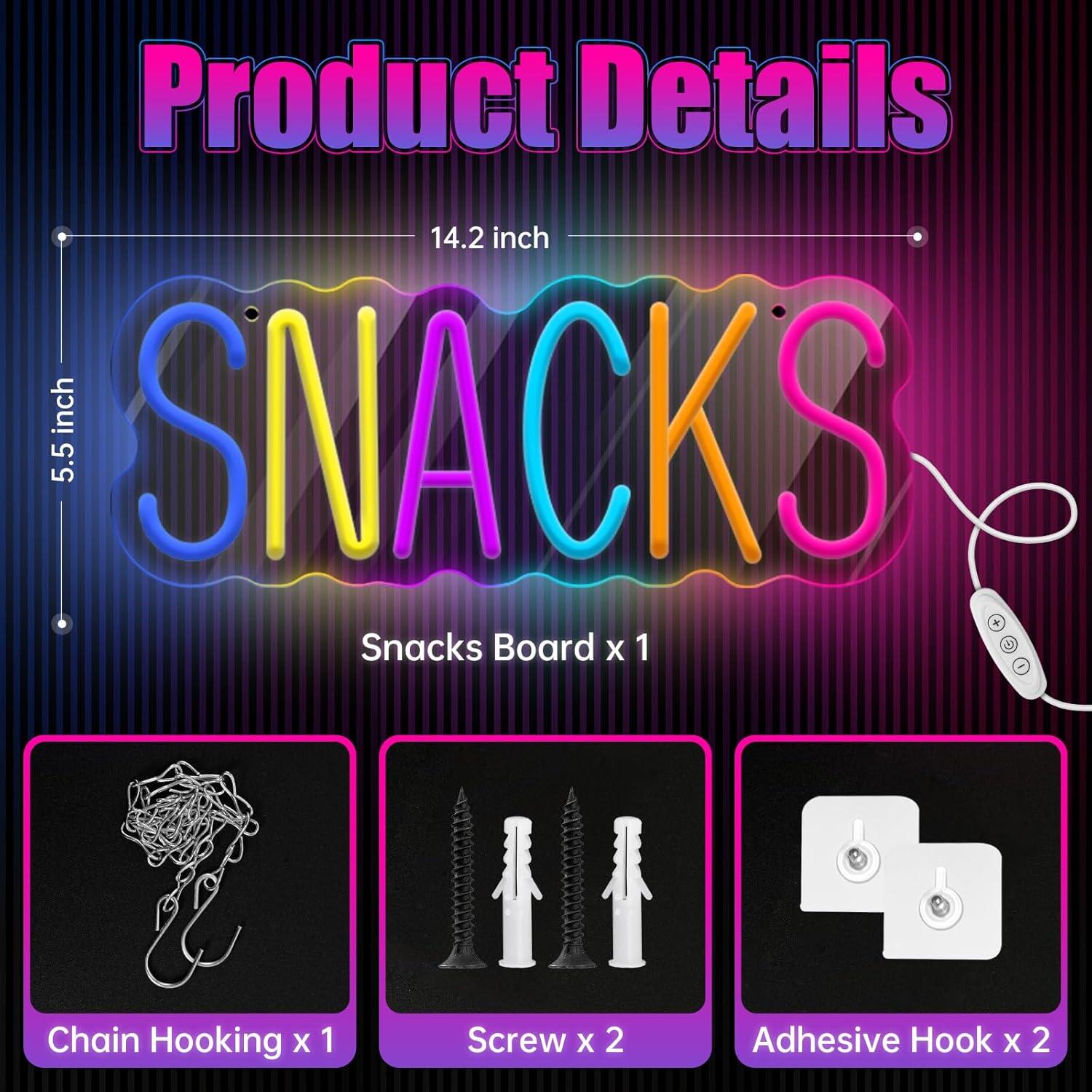 Señal de Neón Snacks NeusWonder 35.56x12.7 cm USB Dimmable