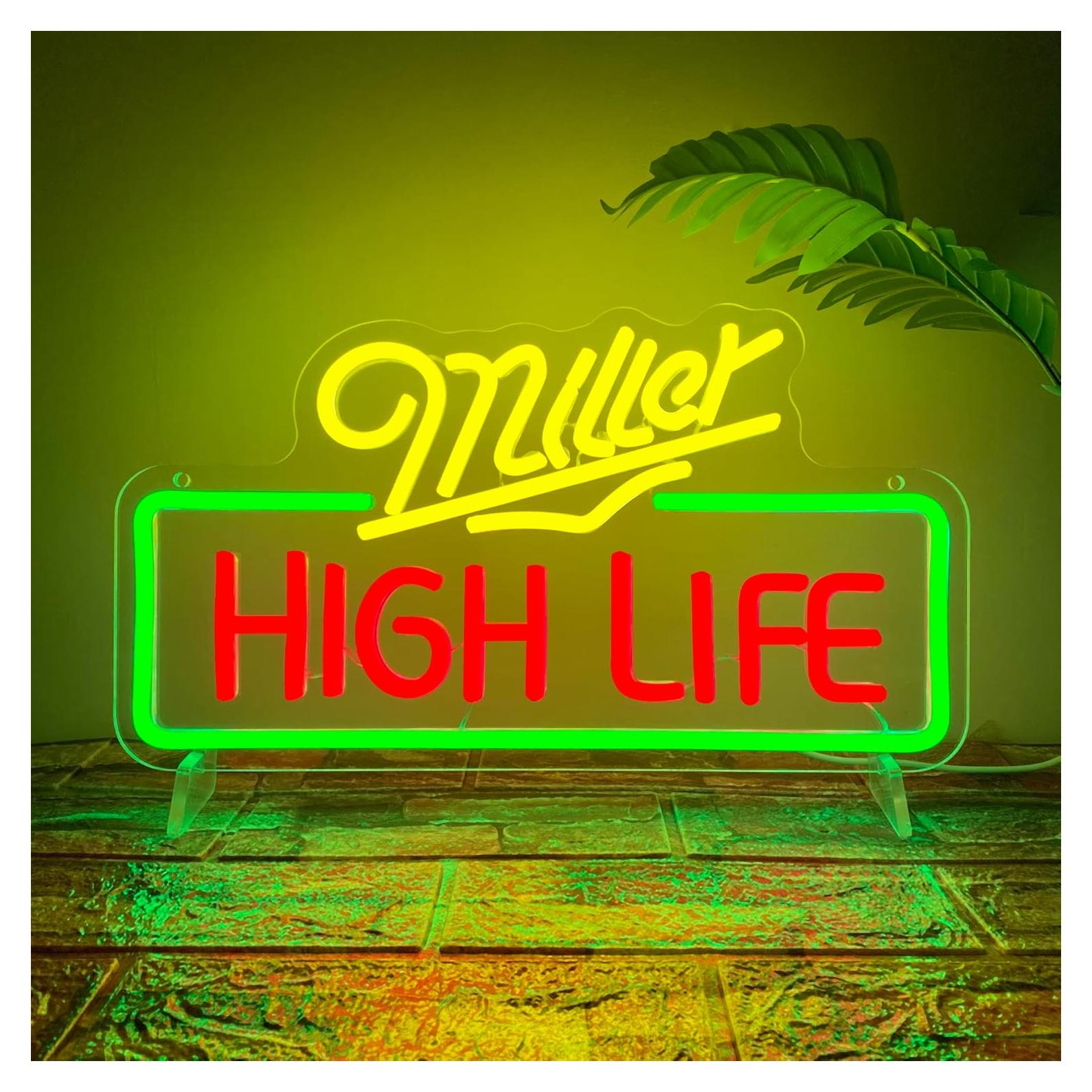 Letrero de Neón Beer High Life Regulable 39.9x21.8 cm